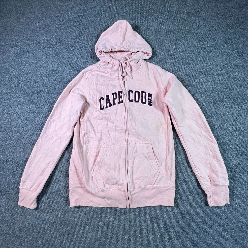 Cuffy's of Cape Cod Hoodie Women's M Pink Cotton Fleece-Lined Running Full-Zip